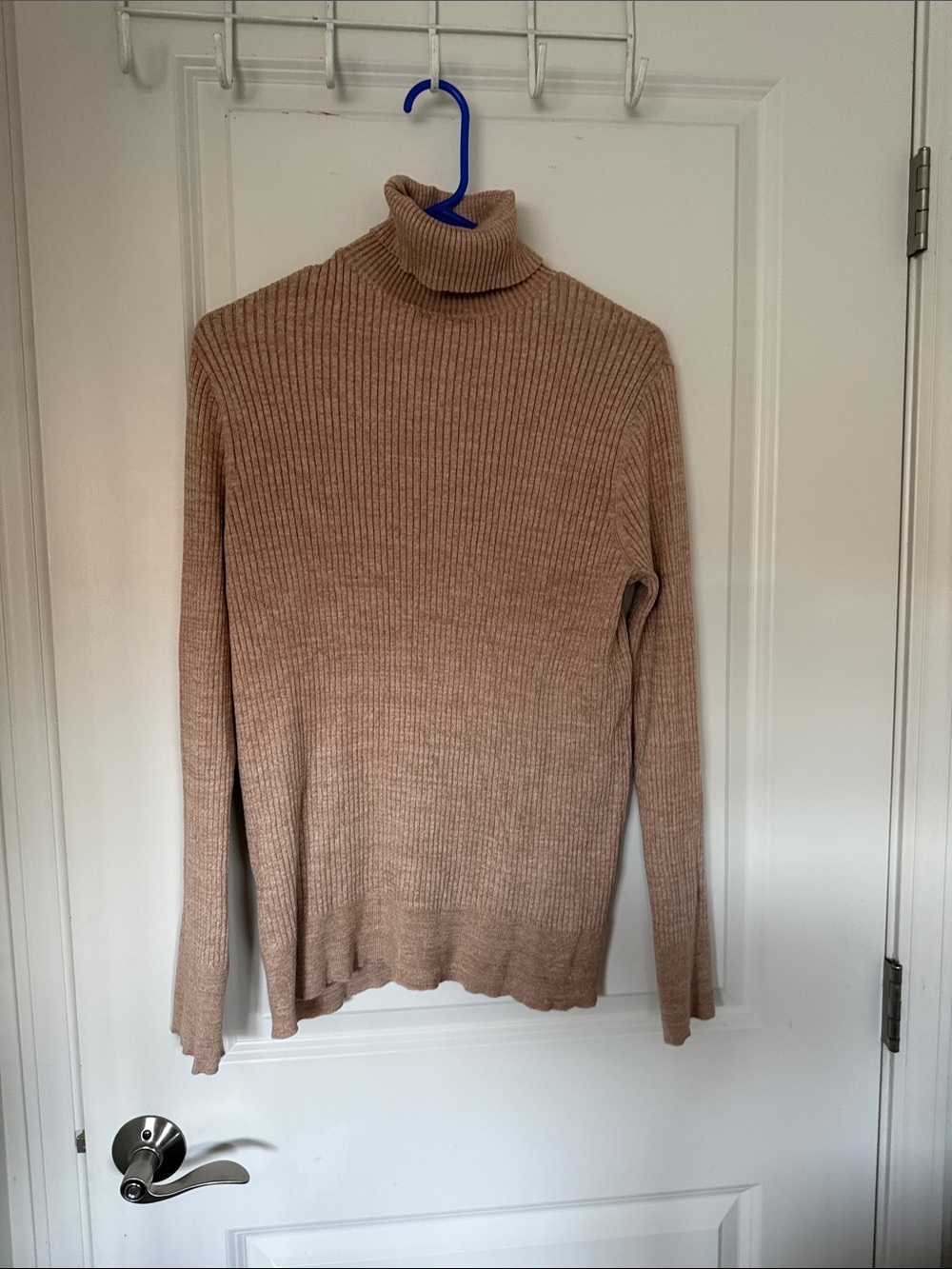 Time and Tru Tan Ribbed Turtleneck Sweater